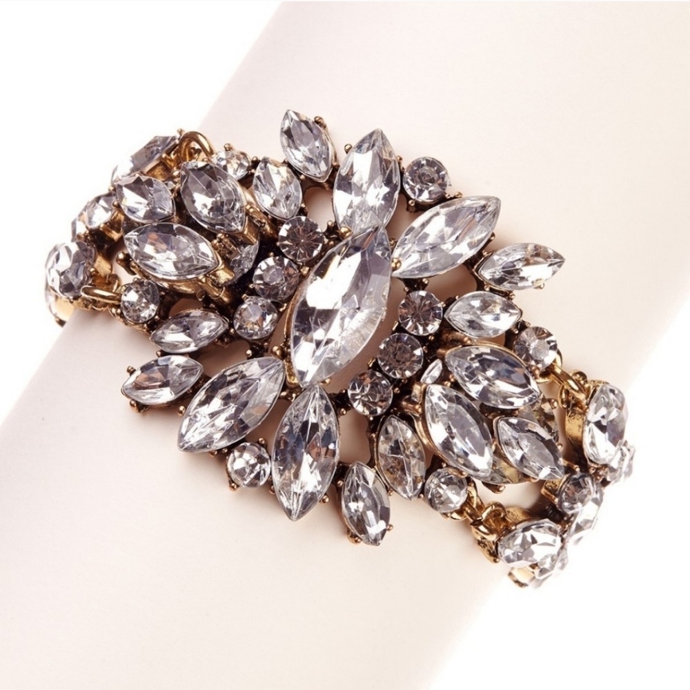 Boutique Bold Gold Crystal Statement Bracelet Coordinating Set Gifts